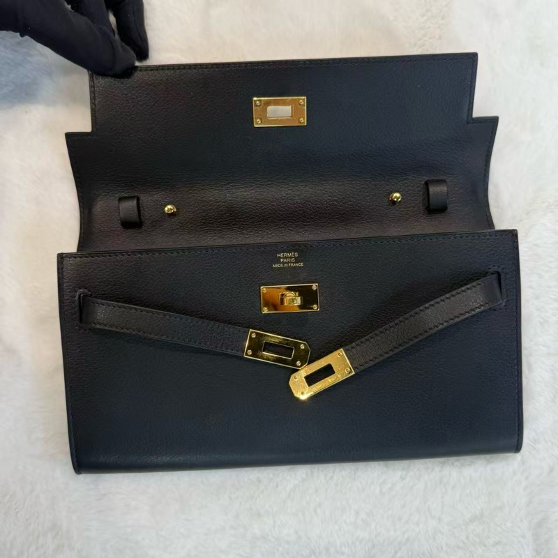 愛馬仕/Hermes Kelly to go 89黑金 Es皮 肩帶款斜挎包 原配肩帶+70cm黑白編織肩帶-5