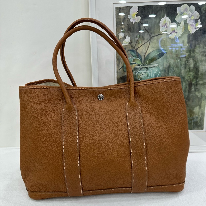 Hermes 愛馬仕 garden party 36 花園36 金棕銀扣 框P-1