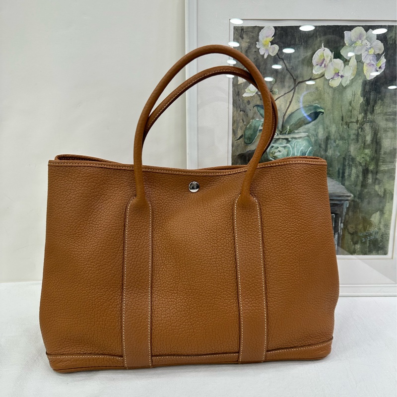 Hermes 愛馬仕 garden party 36 花園36 金棕銀扣 框P-2