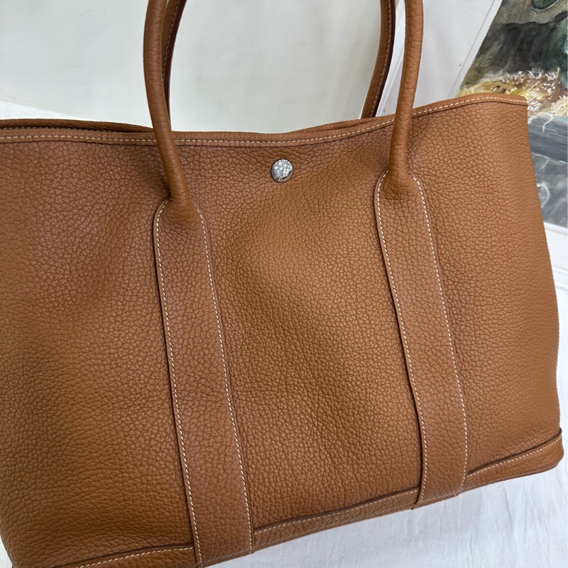 Hermes 愛馬仕 garden party 36 花園36 金棕銀扣 框P-5