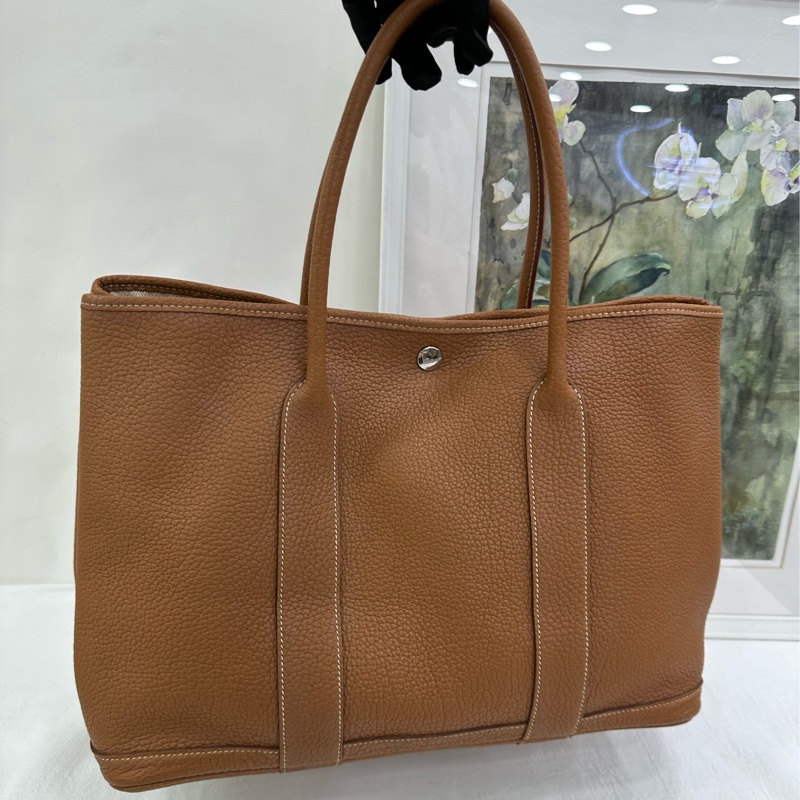 Hermes 愛馬仕 garden party 36 花園36 金棕銀扣 框P-6