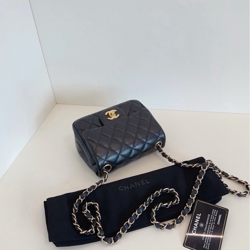 【98新🆕】Chanel 黑金菱格CF方胖子 斜挎包-3