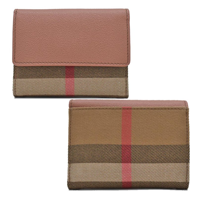 【門市全新現貨】 BURBERRY Lancaster 牛皮帆布格紋三折短夾(附原廠防塵袋)-1