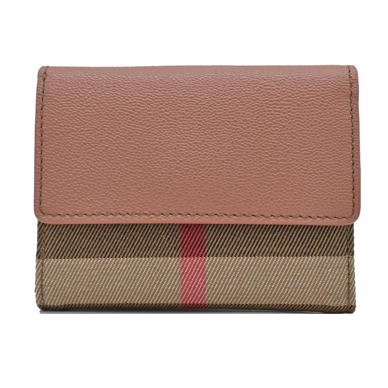 【門市全新現貨】 BURBERRY Lancaster 牛皮帆布格紋三折短夾(附原廠防塵袋)-4
