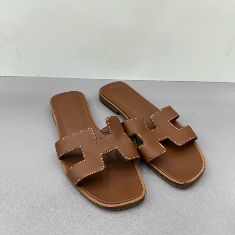 愛馬仕/Hermes Oran 休閒舒適套腳一字拖鞋 34.5碼-0