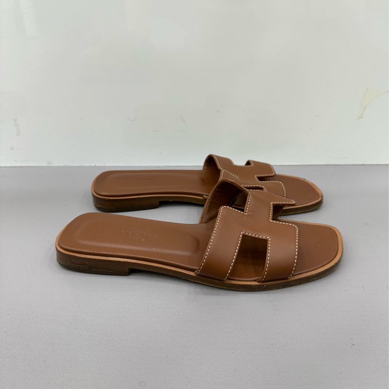 愛馬仕/Hermes Oran 休閒舒適套腳一字拖鞋 34.5碼-1