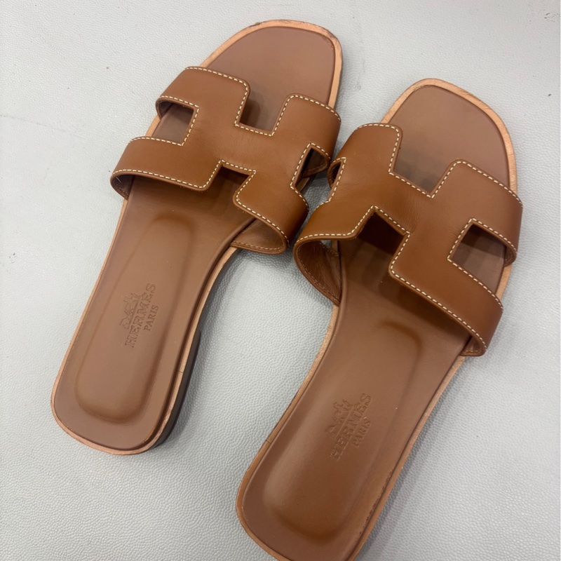 愛馬仕/Hermes Oran 休閒舒適套腳一字拖鞋 34.5碼-4