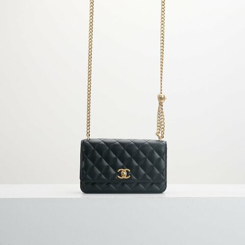 二手Chanel 24P愛心金球woc/黑金牛 芯片款