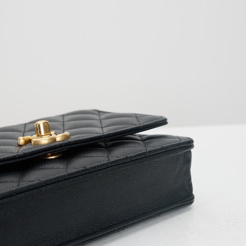 二手Chanel 24P愛心金球woc/黑金牛 芯片款-7