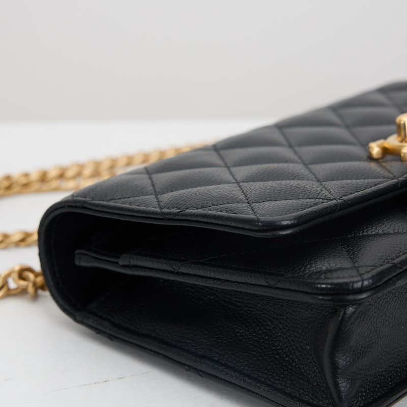 二手Chanel 24P愛心金球woc/黑金牛 芯片款-9