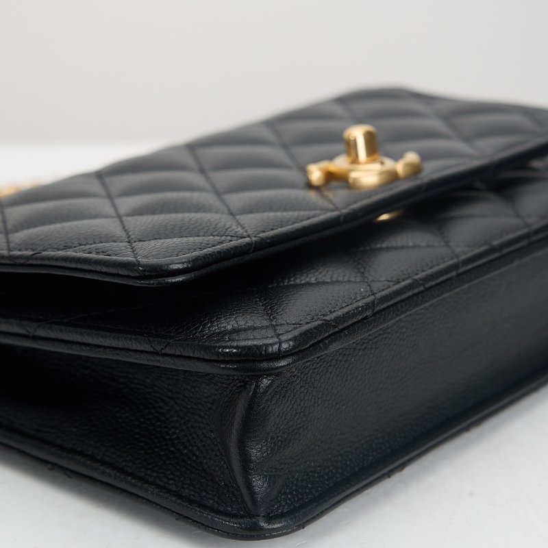 二手Chanel 24P愛心金球woc/黑金牛 芯片款-10