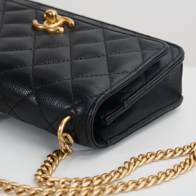 二手Chanel 24P愛心金球woc/黑金牛 芯片款-11