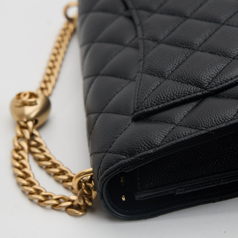 二手Chanel 24P愛心金球woc/黑金牛 芯片款-13