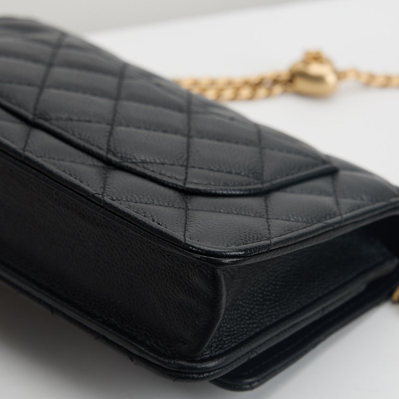 二手Chanel 24P愛心金球woc/黑金牛 芯片款-16