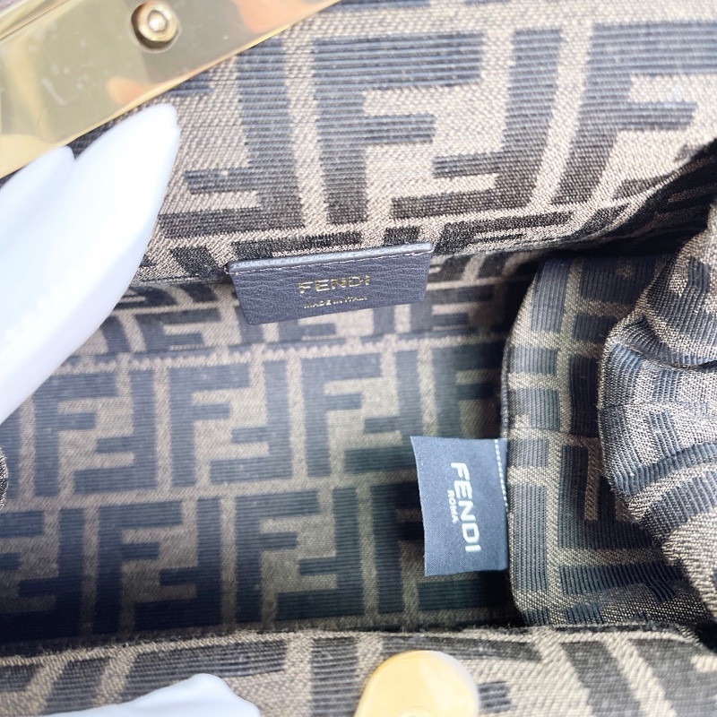 Fendi First系列灰色F形搭扣蟒蛇皮手拿肩背斜背包 23×16×10 98新配件塵袋-2