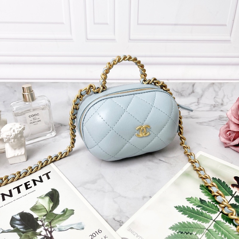 Chanel 22P天藍色膠囊包手提肩背包 9×13.5×8.5 99新配件塵袋-2