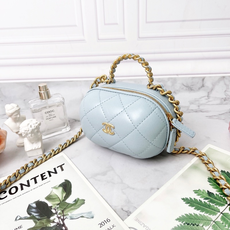 Chanel 22P天藍色膠囊包手提肩背包 9×13.5×8.5 99新配件塵袋-4