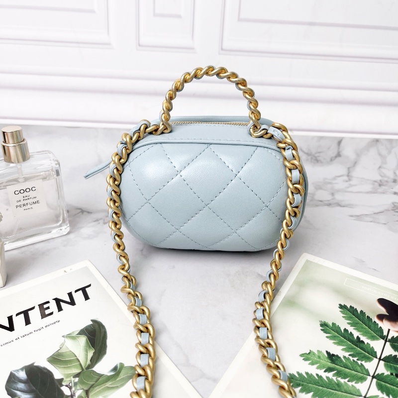 Chanel 22P天藍色膠囊包手提肩背包 9×13.5×8.5 99新配件塵袋-5