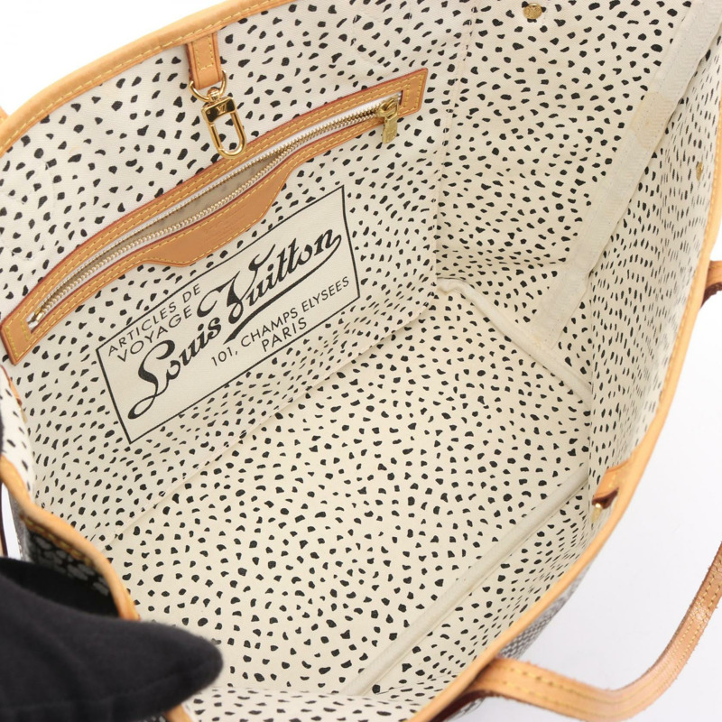 路易威登 Neverfull MM 手提單肩包 M40684 Monogram Wave 白色皮革-2