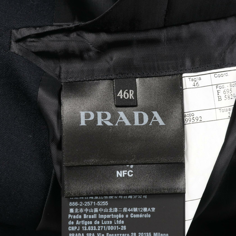 PRADA 男士羊毛修身西裝外套，海軍藍，#46，二手-2