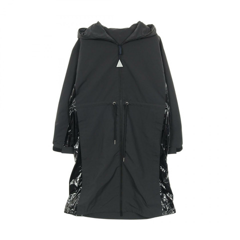 MONCLER ALCYONE 山地長款連帽夾克，尼龍聚酯混紡，黑色，二手，尺寸 3