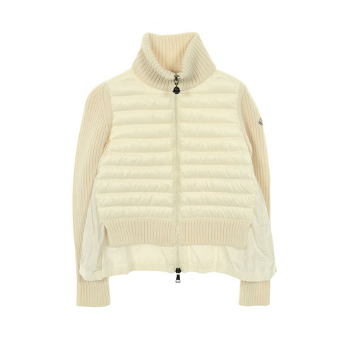 MONCLER MAGLIONE 開襟羊毛羽絨外套 白色 二手 女款 S 碼