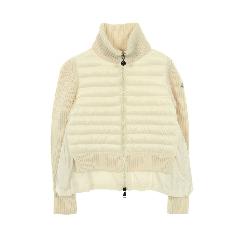 MONCLER MAGLIONE 開襟羊毛羽絨外套 白色 二手 女款 S 碼-0