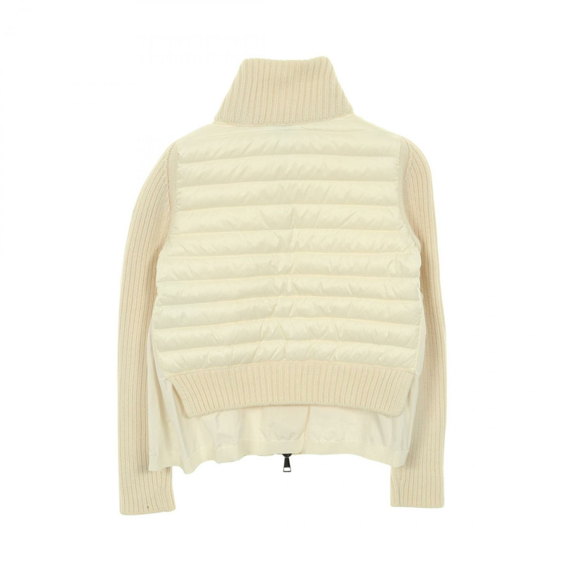 MONCLER MAGLIONE 開襟羊毛羽絨外套 白色 二手 女款 S 碼-1