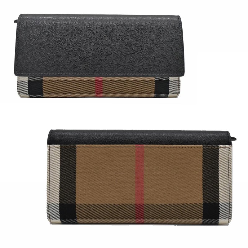 【門市全新現貨】 BURBERRY ChecK 格紋帆布掀蓋長夾(附原廠防塵袋)-0