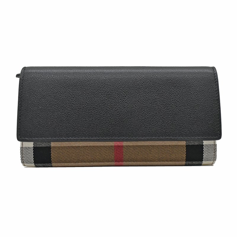 【門市全新現貨】 BURBERRY ChecK 格紋帆布掀蓋長夾(附原廠防塵袋)-4