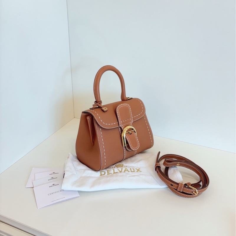 【98新🆕】Delvaux  Brilliant mini 限量外縫線 金棕金扣手提包-2