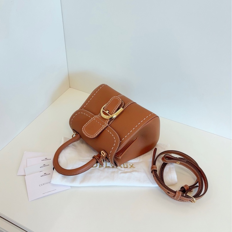 【98新🆕】Delvaux  Brilliant mini 限量外縫線 金棕金扣手提包-5