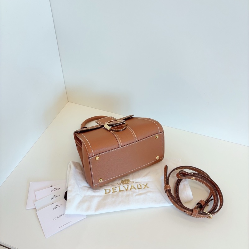 【98新🆕】Delvaux  Brilliant mini 限量外縫線 金棕金扣手提包-6