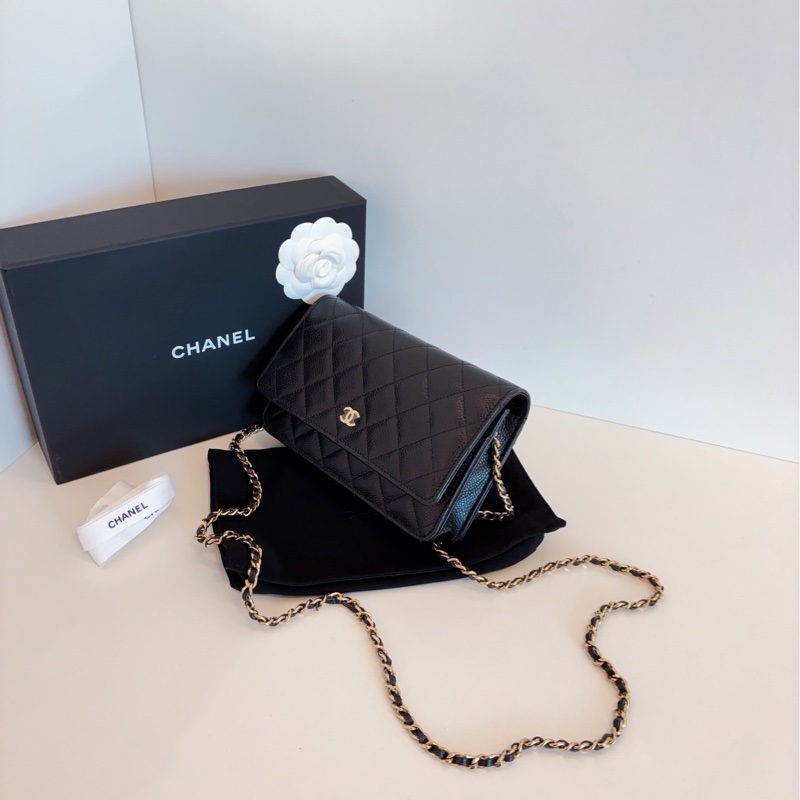 【全新全套帶膜🆕🎁】Chanel 23年芯片 新款內里 經典黑金荔枝皮woc 發財包 斜挎包-2