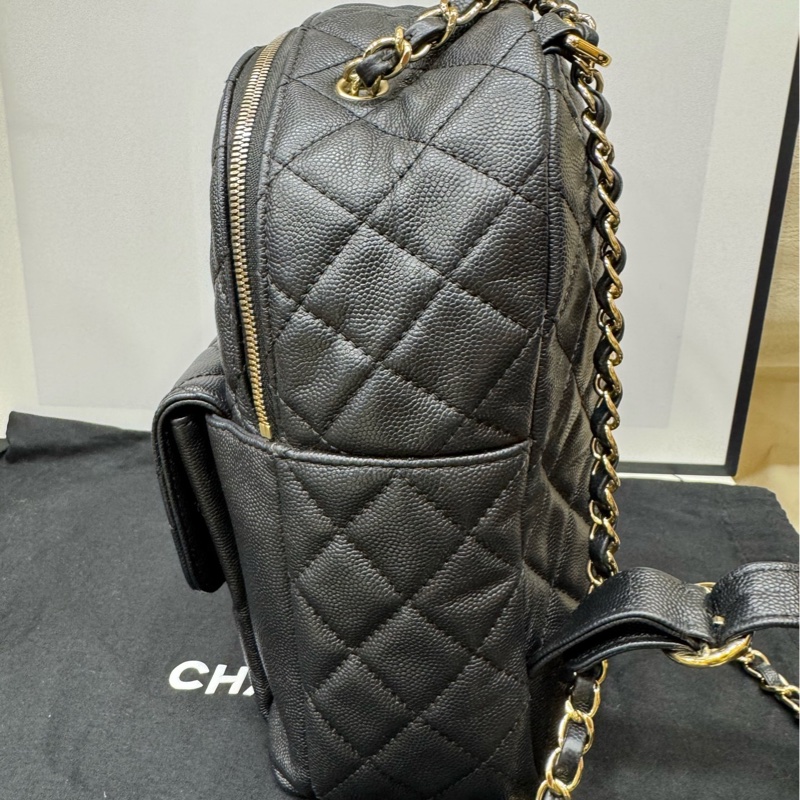 Chanel荔枝牛皮双肩包 卡 26开-4