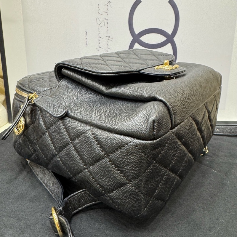 Chanel荔枝牛皮双肩包 卡 26开-17