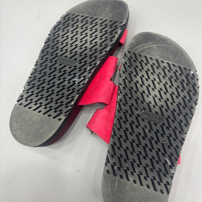 ERMES愛馬仕 Chypre 二舅鞋魔鬼氈 麂皮材質 露趾套穿一字拖鞋 女款 35碼-5