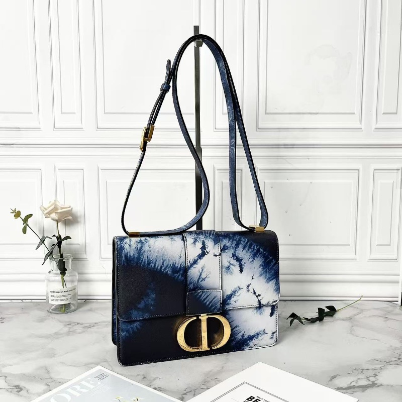 Dior 限量款潑墨系列藏藍色暈染印花蒙田30肩背斜背包24×17×7cm 98新配件塵袋-2