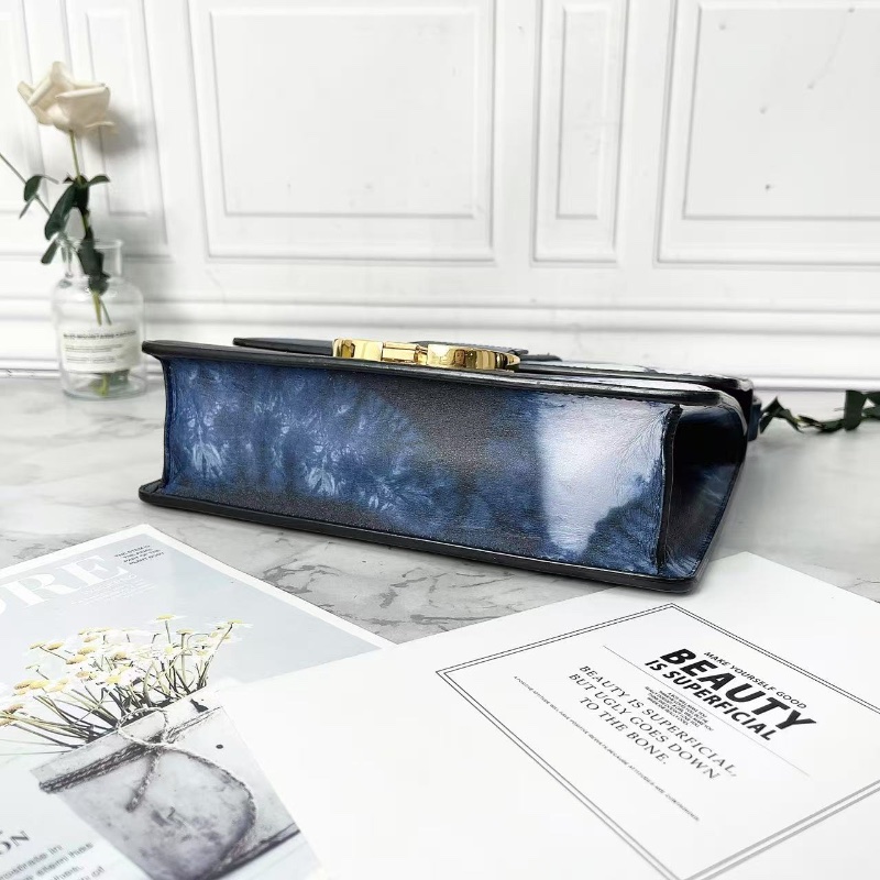 Dior 限量款潑墨系列藏藍色暈染印花蒙田30肩背斜背包24×17×7cm 98新配件塵袋-4