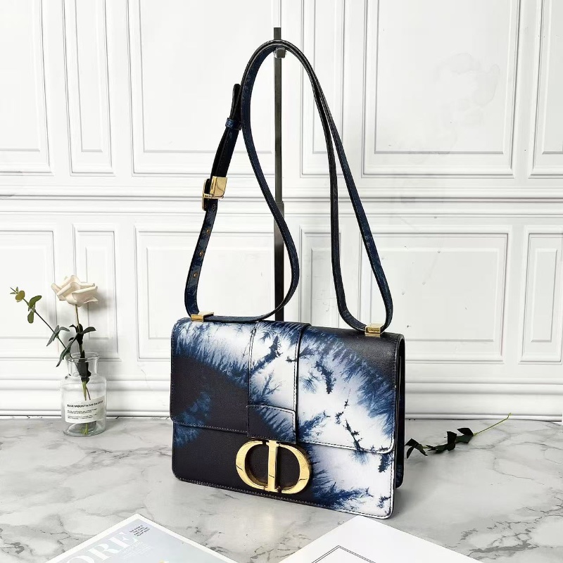 Dior 限量款潑墨系列藏藍色暈染印花蒙田30肩背斜背包24×17×7cm 98新配件塵袋-5