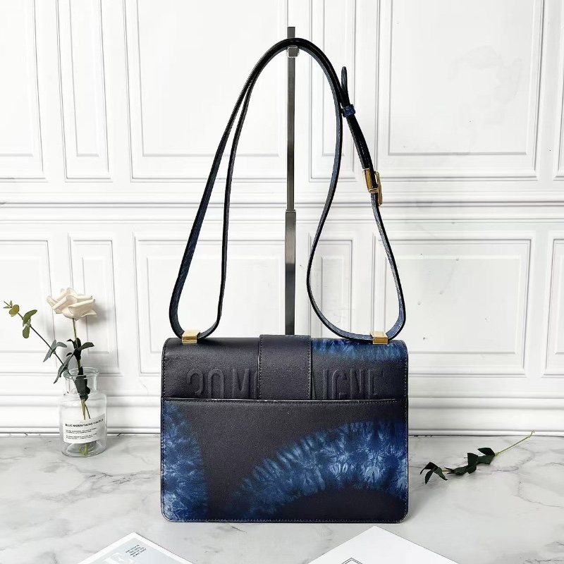Dior 限量款潑墨系列藏藍色暈染印花蒙田30肩背斜背包24×17×7cm 98新配件塵袋-6