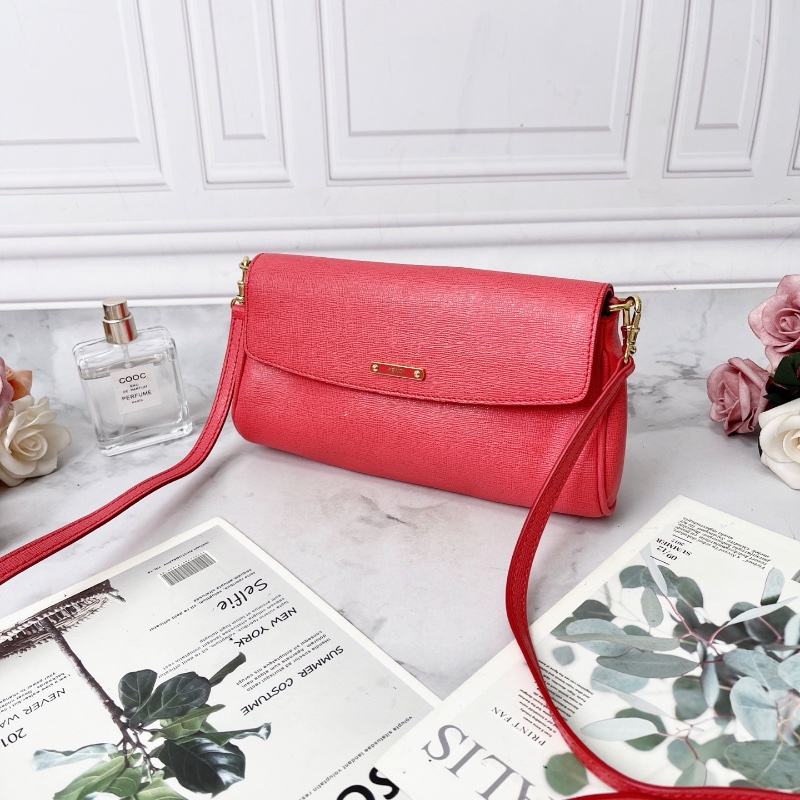 fendi 粉色牛皮肩背斜背包21×11×4 98新-4