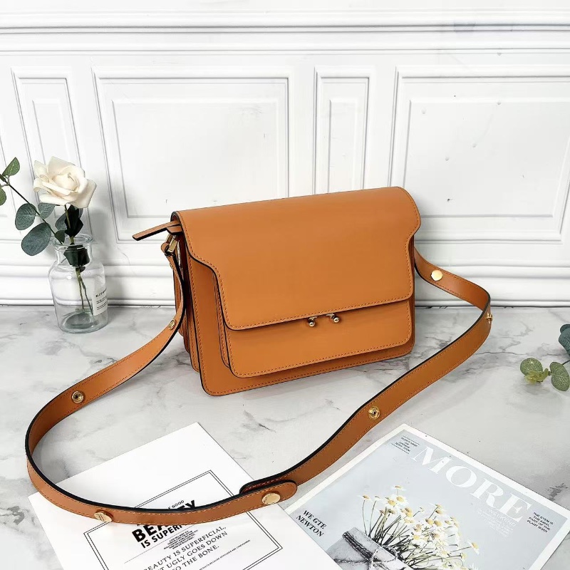 Marni 棕色風琴肩背斜背包寸23×16×16 98新配件塵袋-3