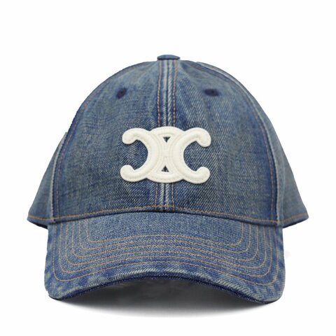 【CELINE】Triomphe 凱旋門 棉質 牛仔 帽子 棒球帽 老帽 藍色 AA06F930F07UW