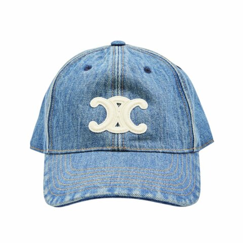 【CELINE】Triomphe 凱旋門 棉質 牛仔 帽子 棒球帽 老帽 藍色 AA06F930F07UW