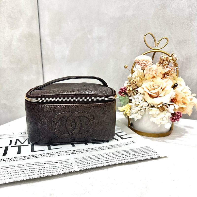 Chanel 手提包 化妝包 魚子醬 中古款 vingage 出清特價-0