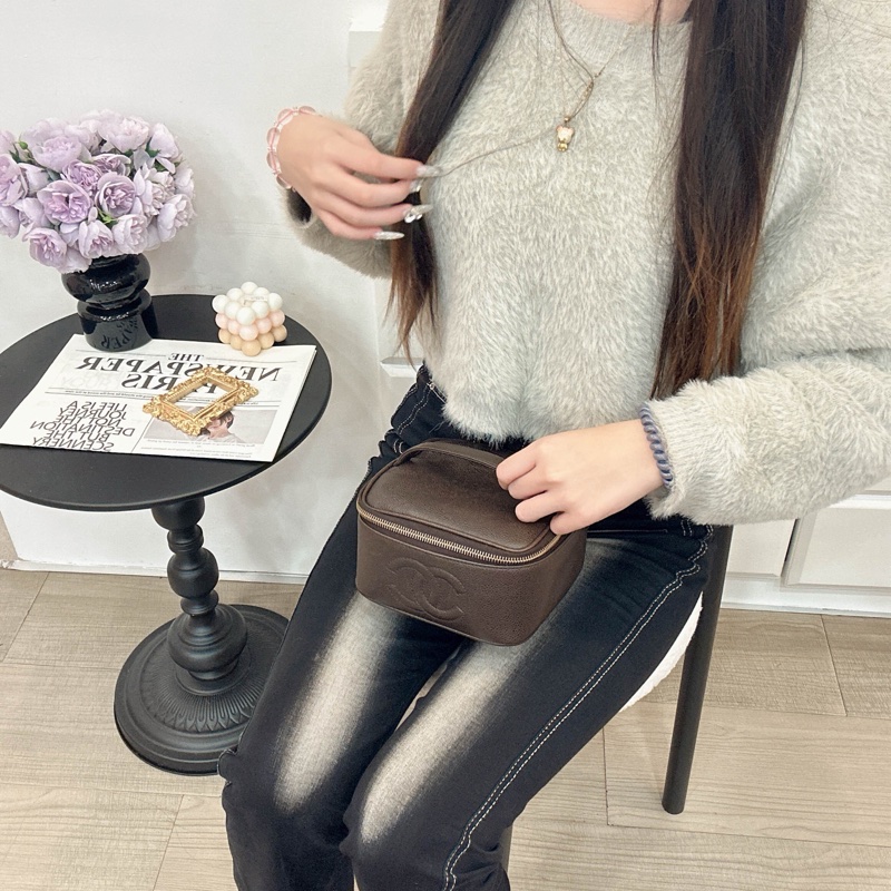 Chanel 手提包 化妝包 魚子醬 中古款 vingage 出清特價-2