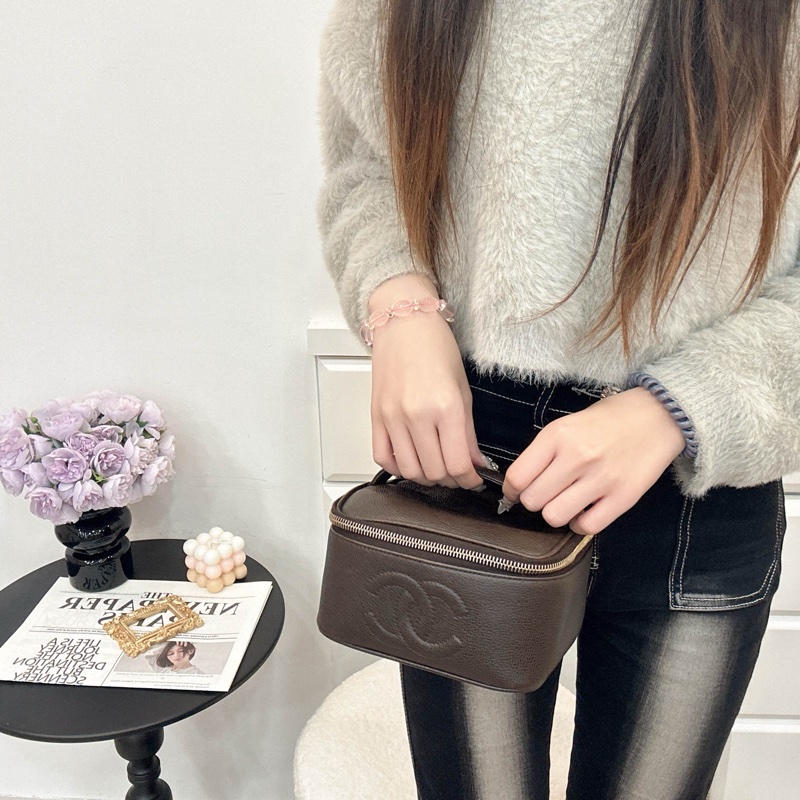 Chanel 手提包 化妝包 魚子醬 中古款 vingage 出清特價-3