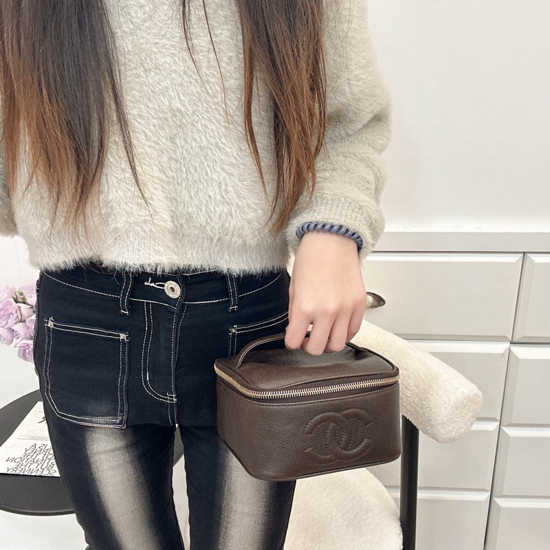 Chanel 手提包 化妝包 魚子醬 中古款 vingage 出清特價-4