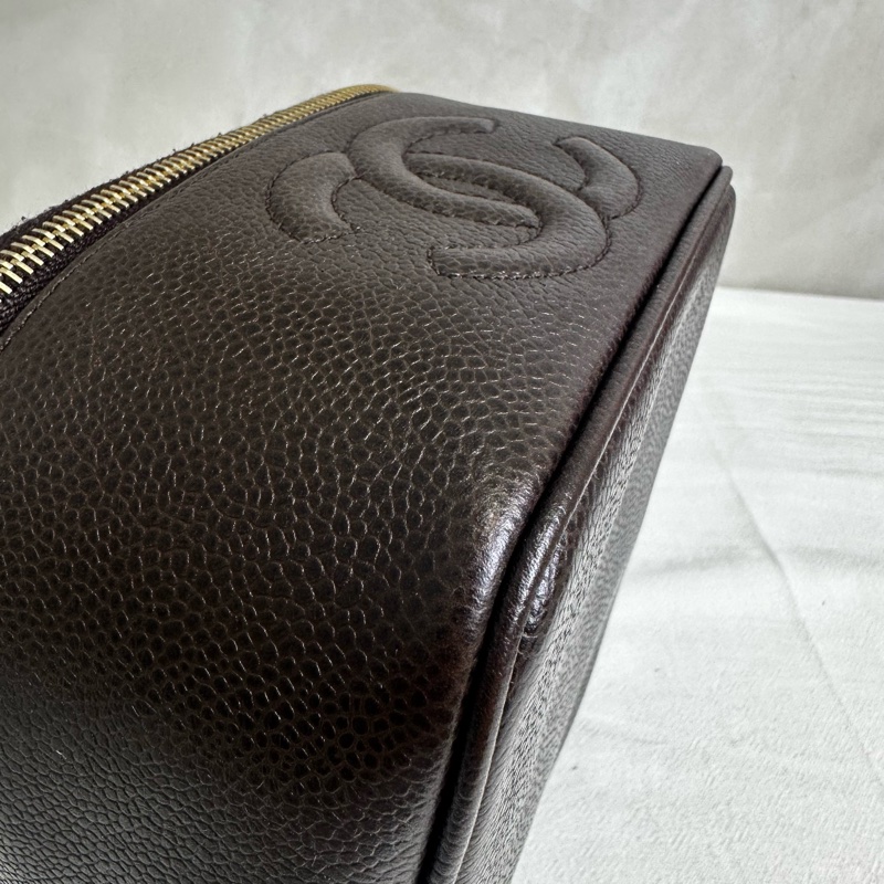 Chanel 手提包 化妝包 魚子醬 中古款 vingage 出清特價-13